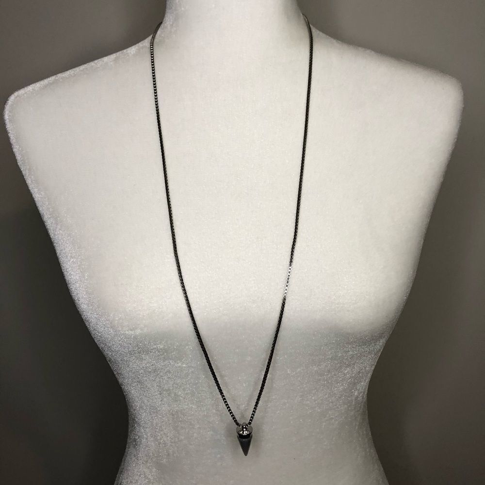 Banana Republic Long Silver Tone Chain with Grey